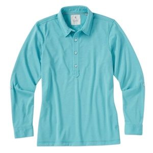 NEW Linksoul Women's Roll Up Long Sleeve Shirt Polo - wintergreen / XS
